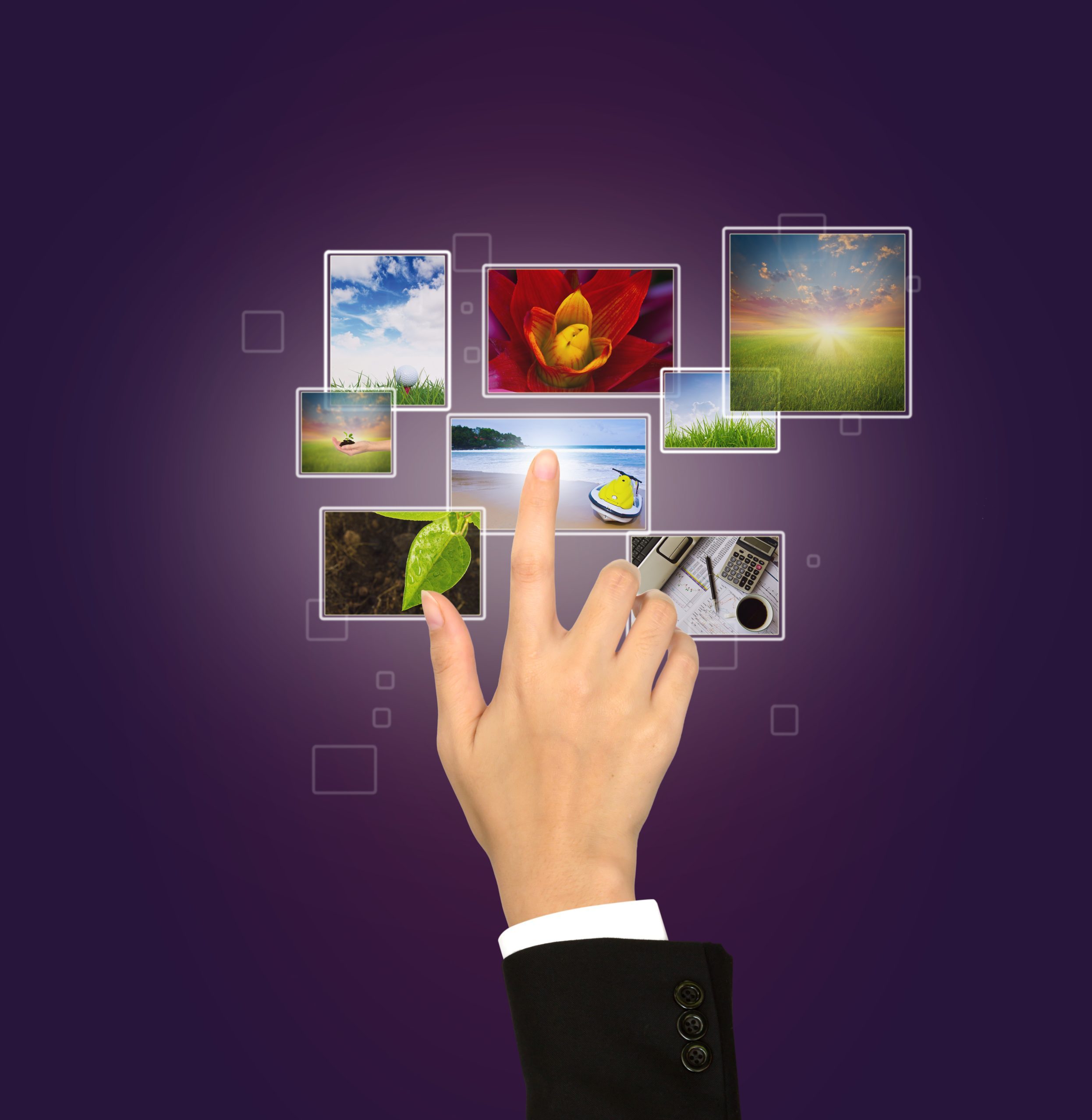 cropped virtual screen with different photos scaled 1